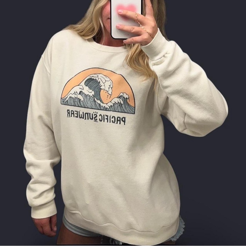 Pacific Sunwear Cream Graphic Sweatshirt